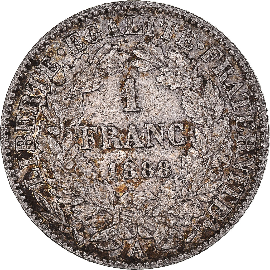 Münze, Frankreich, Cérès, Franc, 1888, Paris, S+, Silber, KM:822.1