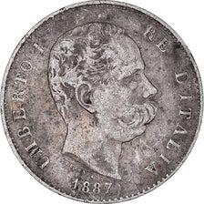Coin, Italy, Umberto I, Lira, 1887, Milan, VF(30-35), Silver, KM:24.2