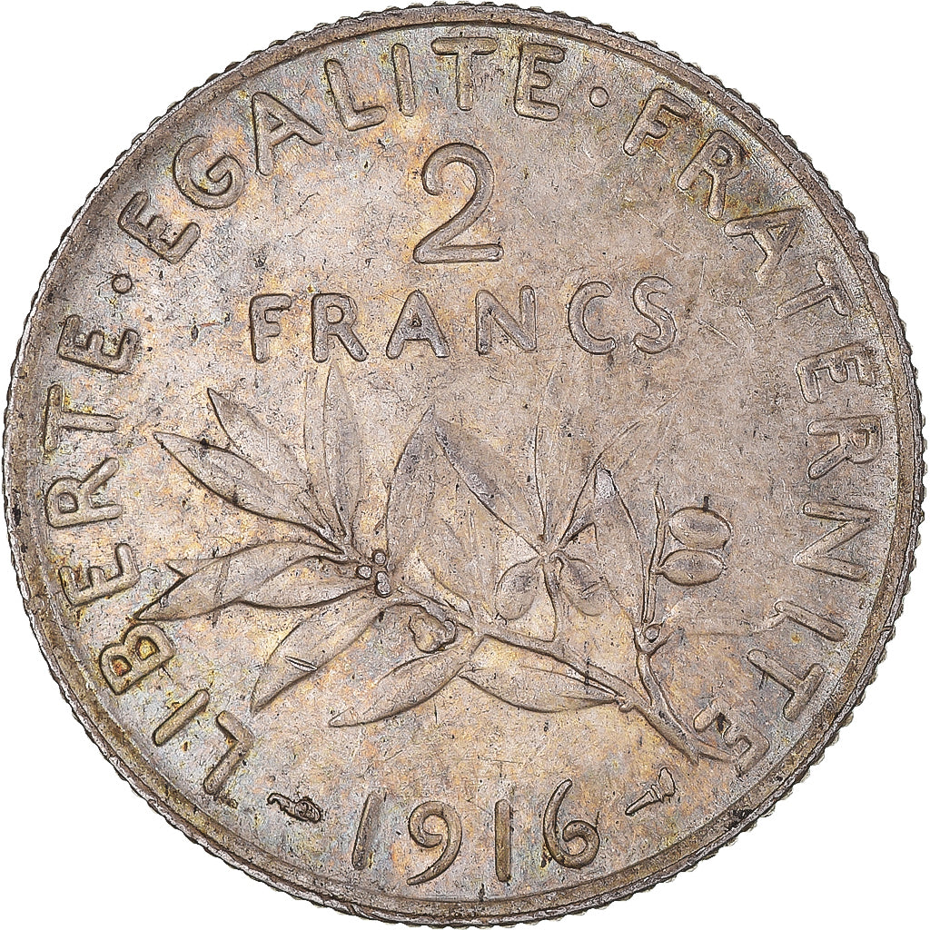 Coin, France, Semeuse, 2 Francs, 1916, Paris, EF(40-45), Silver, KM:845.1