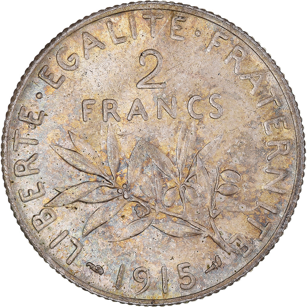 Coin, France, Semeuse, 2 Francs, 1915, Paris, EF(40-45), Silver, KM:845.1