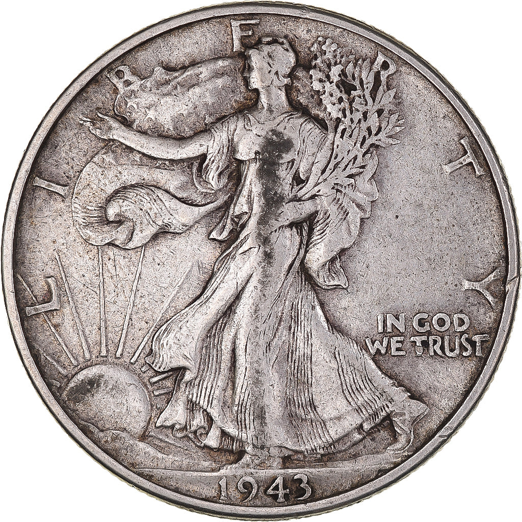 Coin, United States, Half Dollar, 1943, Philadelphia, VF(30-35), Silver, KM:142