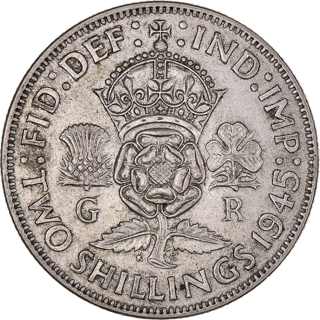 Coin, Great Britain, George VI, Florin, Two Shillings, 1945, EF(40-45), Silver