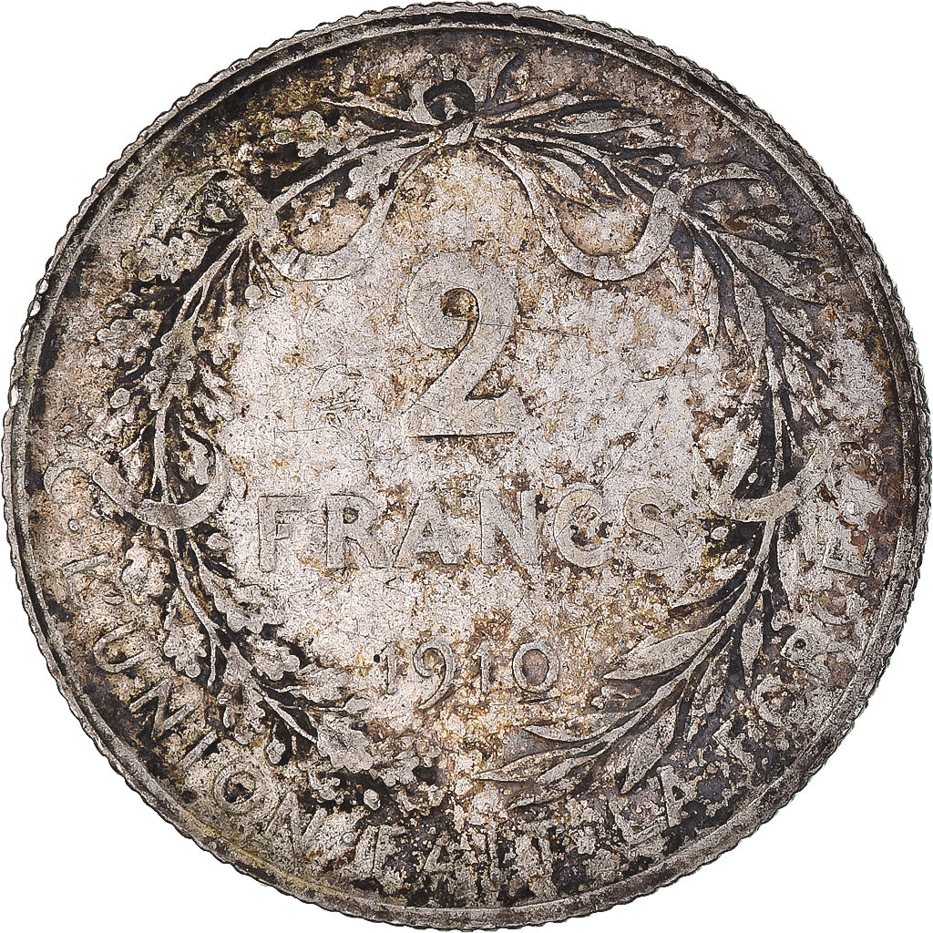 Coin, Belgium, 2 Francs, 2 Frank, 1910, VF(30-35), Silver, KM:74