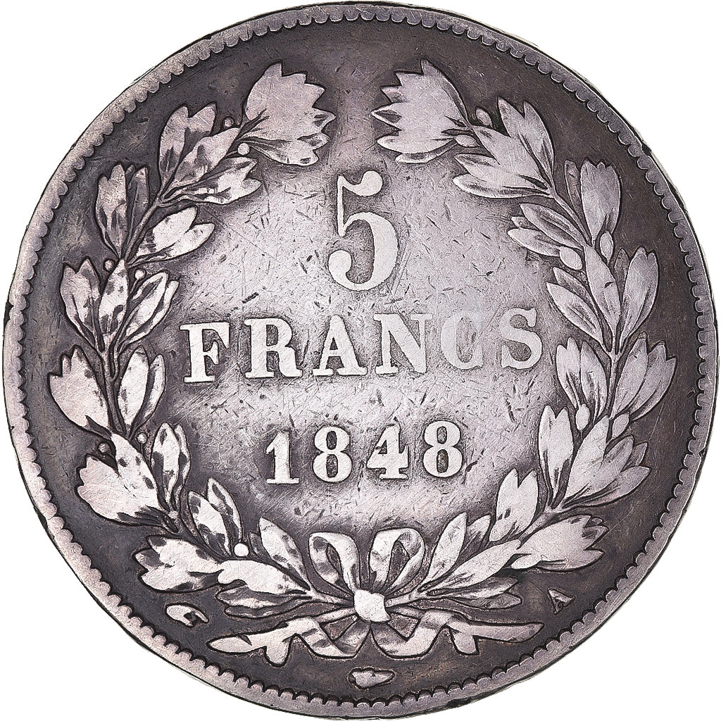 Frankreich, Louis-Philippe, 5 Francs, 1848, Paris, S+, Silber, KM:749.1