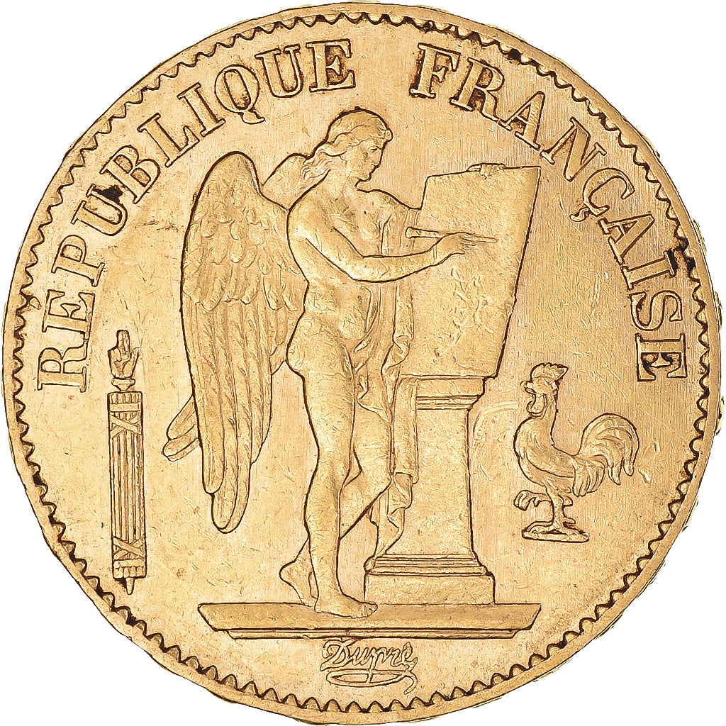 Moeda, França, Génie, 20 Francs, 1876, Paris, AU(50-53), Dourado, KM:825