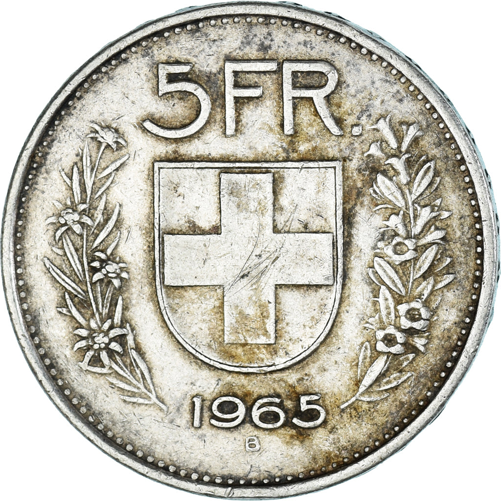 Coin, Switzerland, 5 Francs, 1965, Bern, VF(30-35), Silver, KM:40