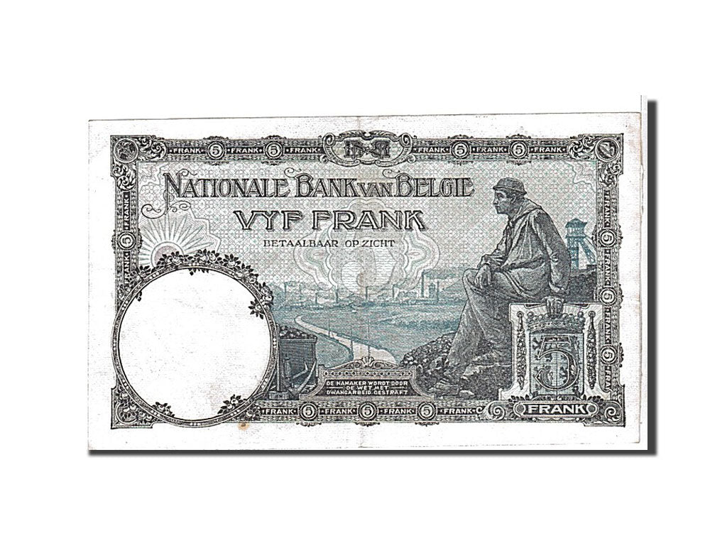 Banknote, Belgium, 5 Francs, 1924, KM:93, EF(40-45)