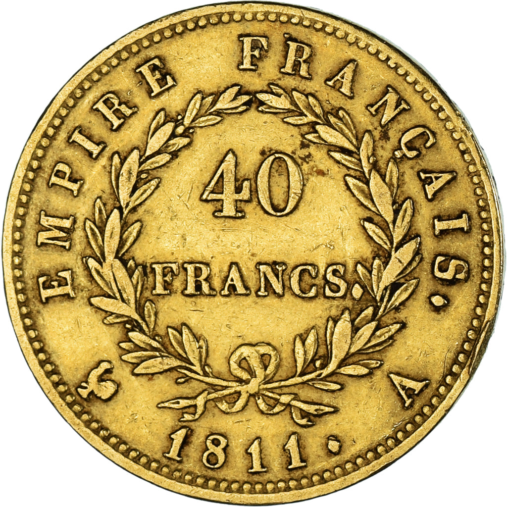 Munten, Frankrijk, Napoleon I, 40 Francs, 1811, Paris, ZF, Goud, KM:696.1