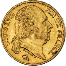 Munten, Frankrijk, Louis XVIII, 20 Francs, 1824, Paris, ZF, Goud, KM:712.1