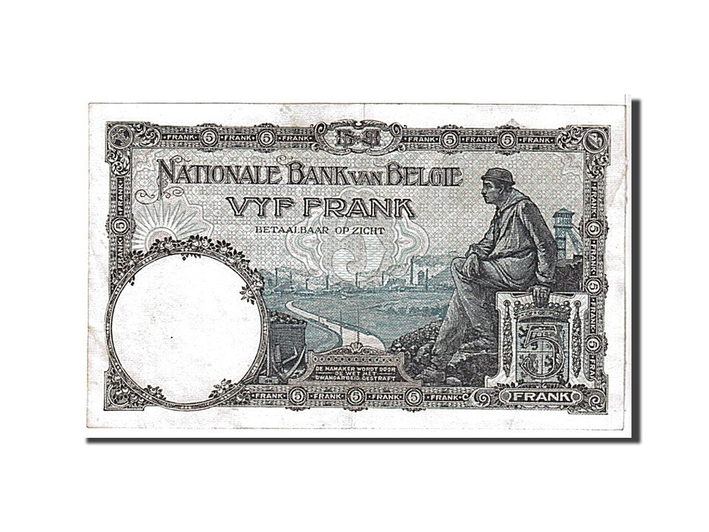 Banknot, Belgia, 5 Francs, 1925, KM:93, EF(40-45)
