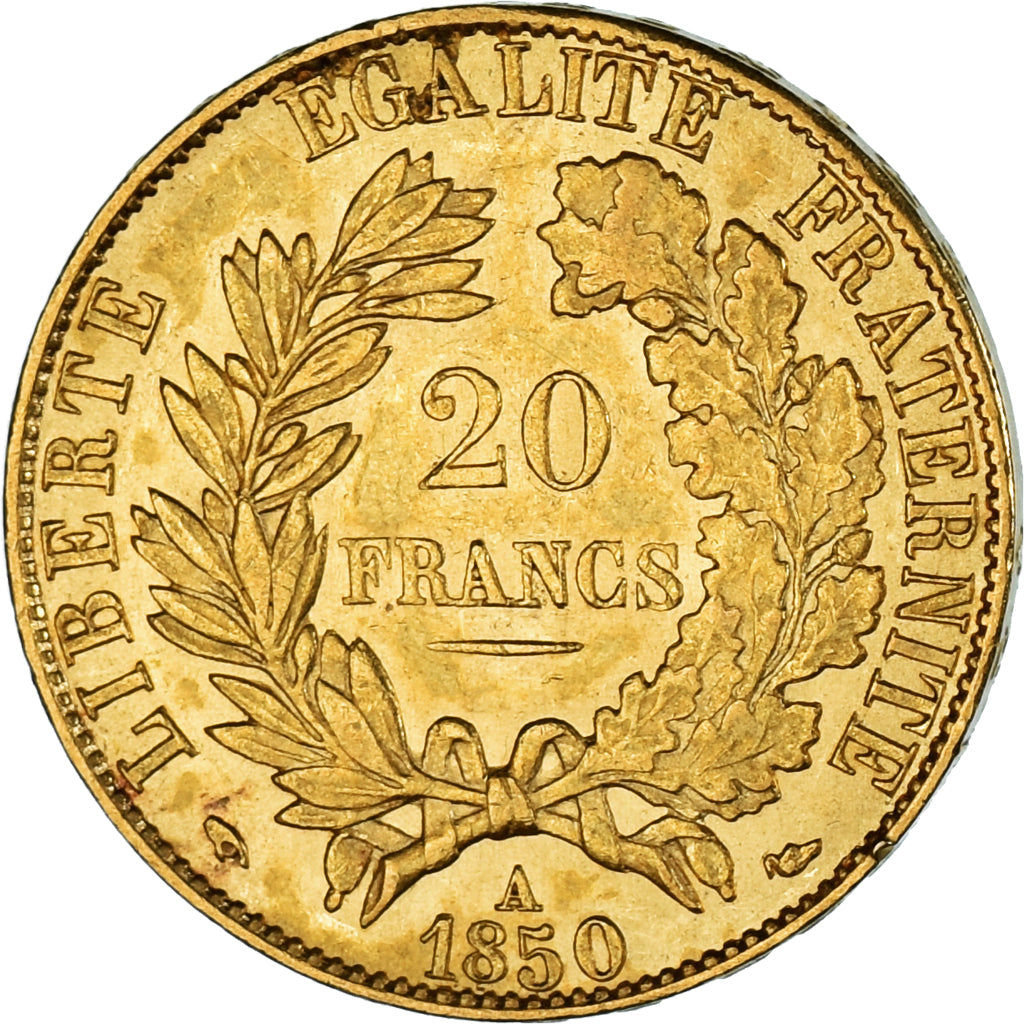 France, Cérès, 20 Francs, 1850, Paris, Gold, KM:762