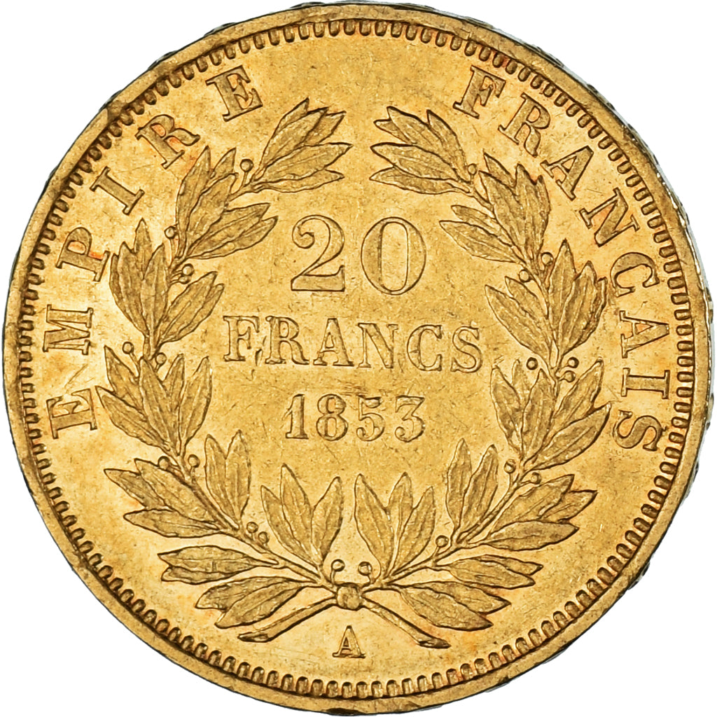 Coin, France, Napoleon III, Napoléon III, 20 Francs, 1853, Paris, AU(50-53)