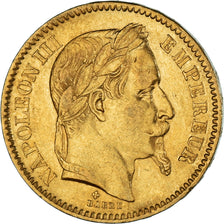 Moneta, Francja, Napoleon III, 20 Francs, 1865, Strasbourg, AU(50-53), Złoto