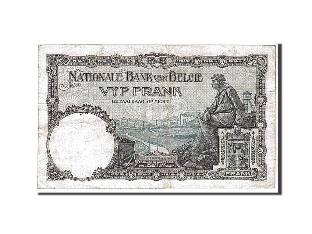 Banknote, Belgium, 5 Francs, 1925, KM:93, VF(20-25)