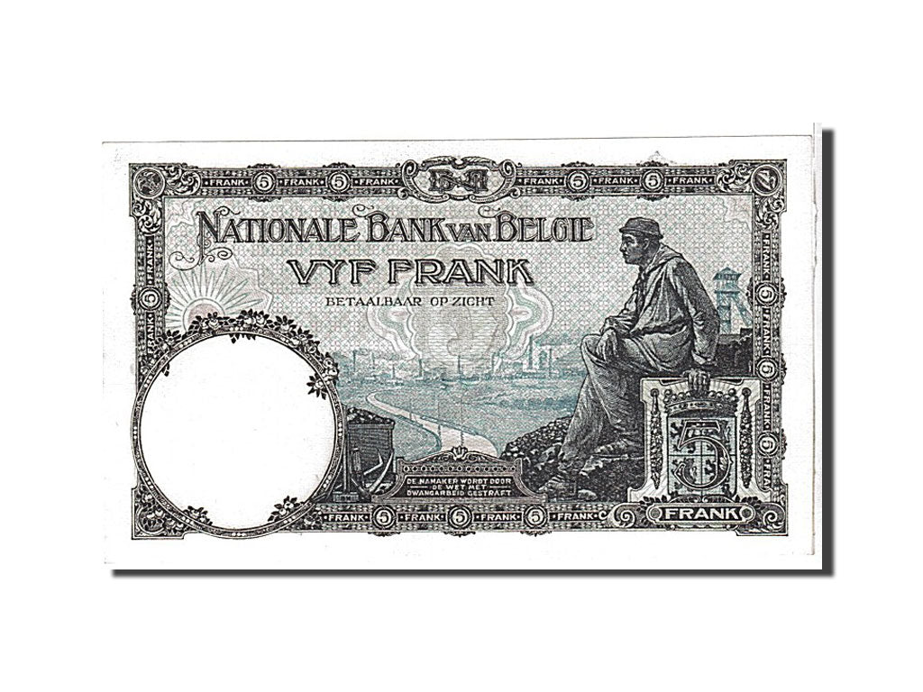 Banknote, Belgium, 5 Francs, 1924, KM:93, UNC(63)