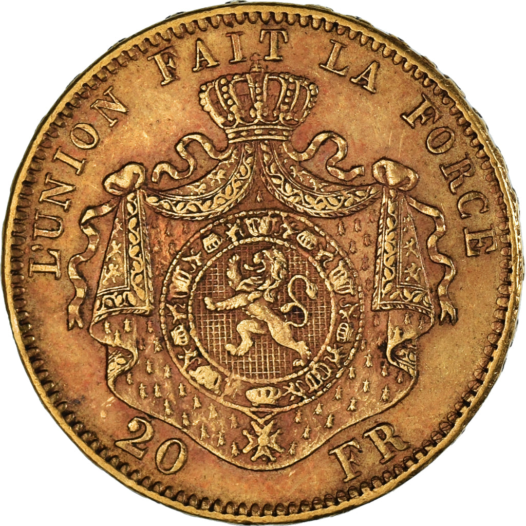 Moneta, Belgio, Leopold II, 20 Francs, 20 Frank, 1870, BB+, Oro, KM:32