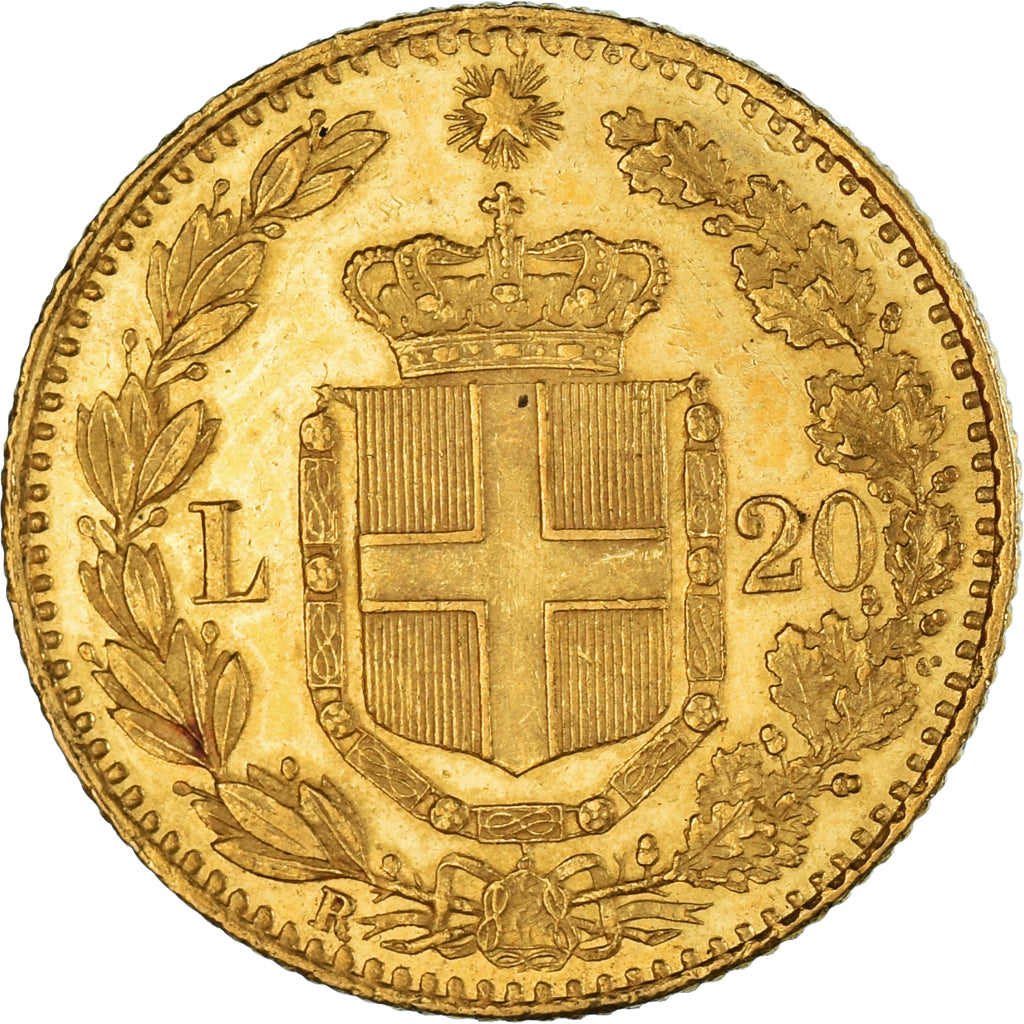 Coin, Italy, Umberto I, 20 Lire, 1882, Rome, AU(55-58), Gold, KM:21