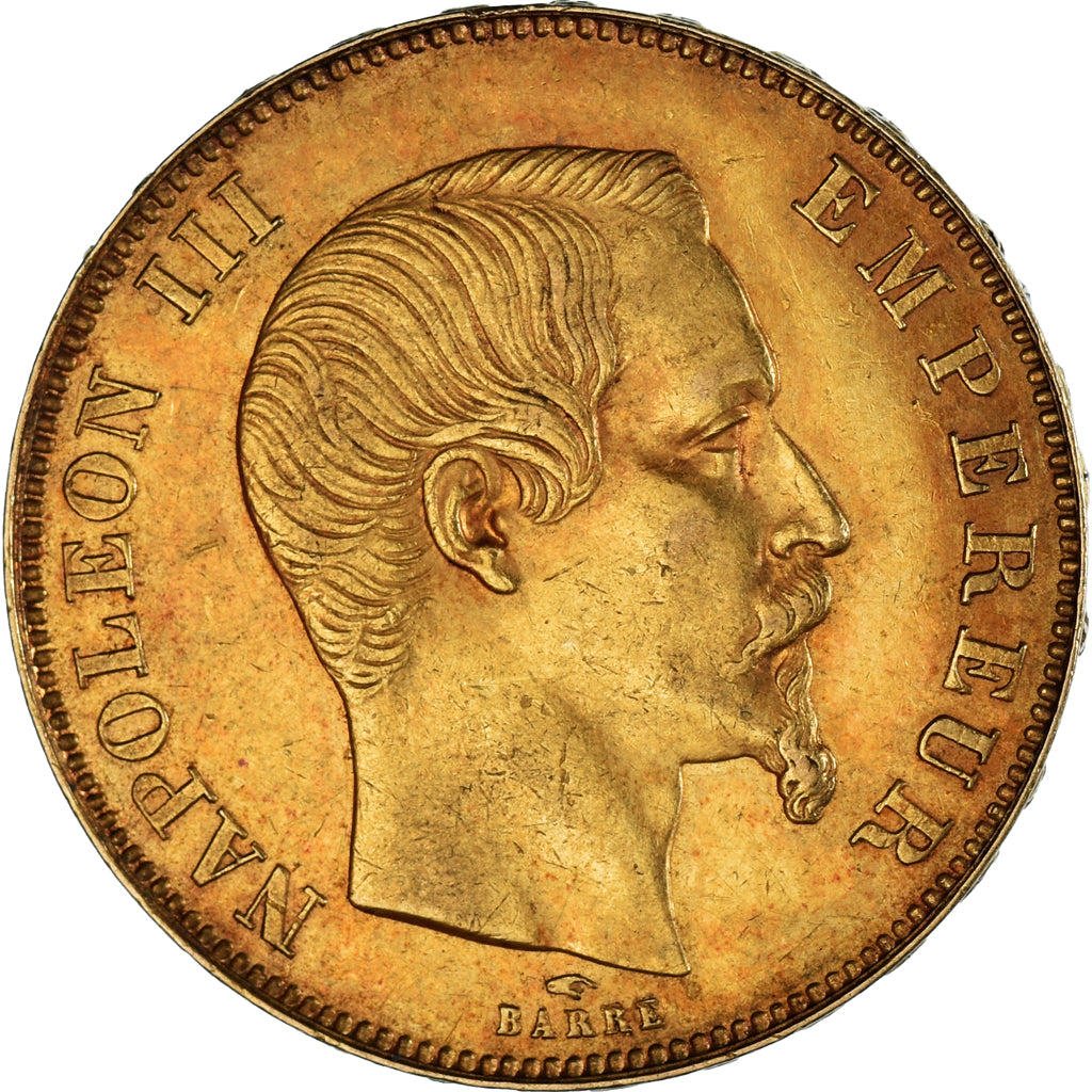 Munten, Frankrijk, Napoleon III, 50 Francs, 1858, Paris, ZF, Goud, KM:785.1