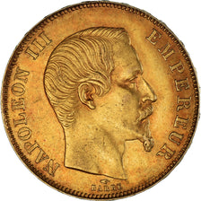 Munten, Frankrijk, Napoleon III, 50 Francs, 1858, Paris, ZF, Goud, KM:785.1