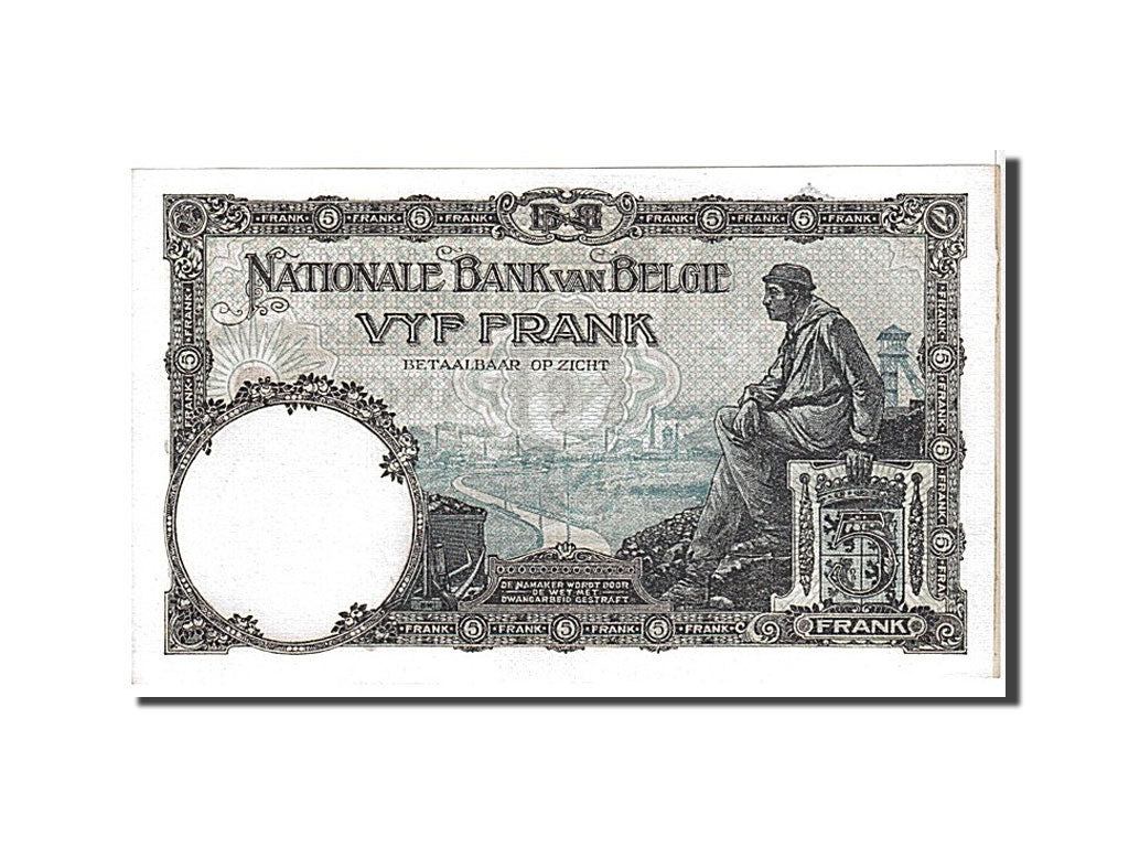 Banknote, Belgium, 5 Francs, 1924, KM:93, UNC(63)