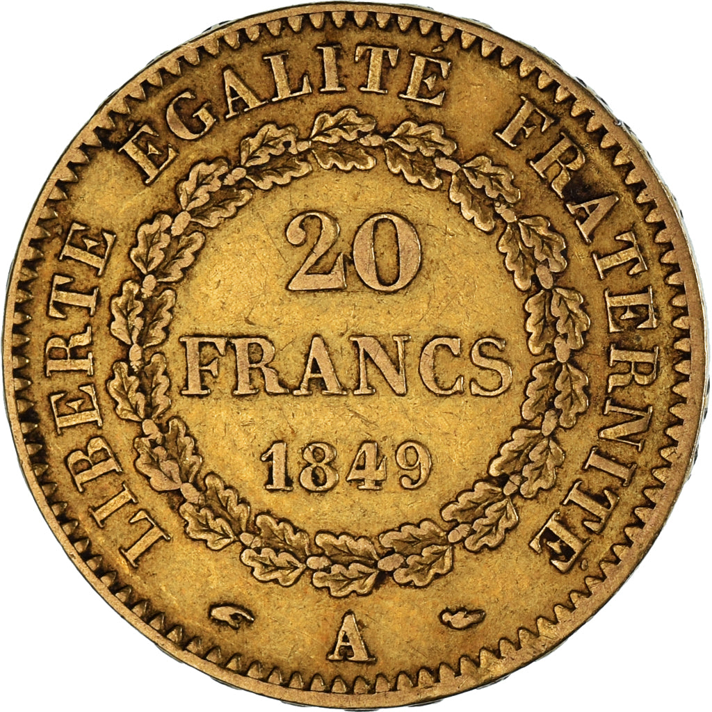 Coin, France, Génie, 20 Francs, 1849, Paris, EF(40-45), Gold, KM:757
