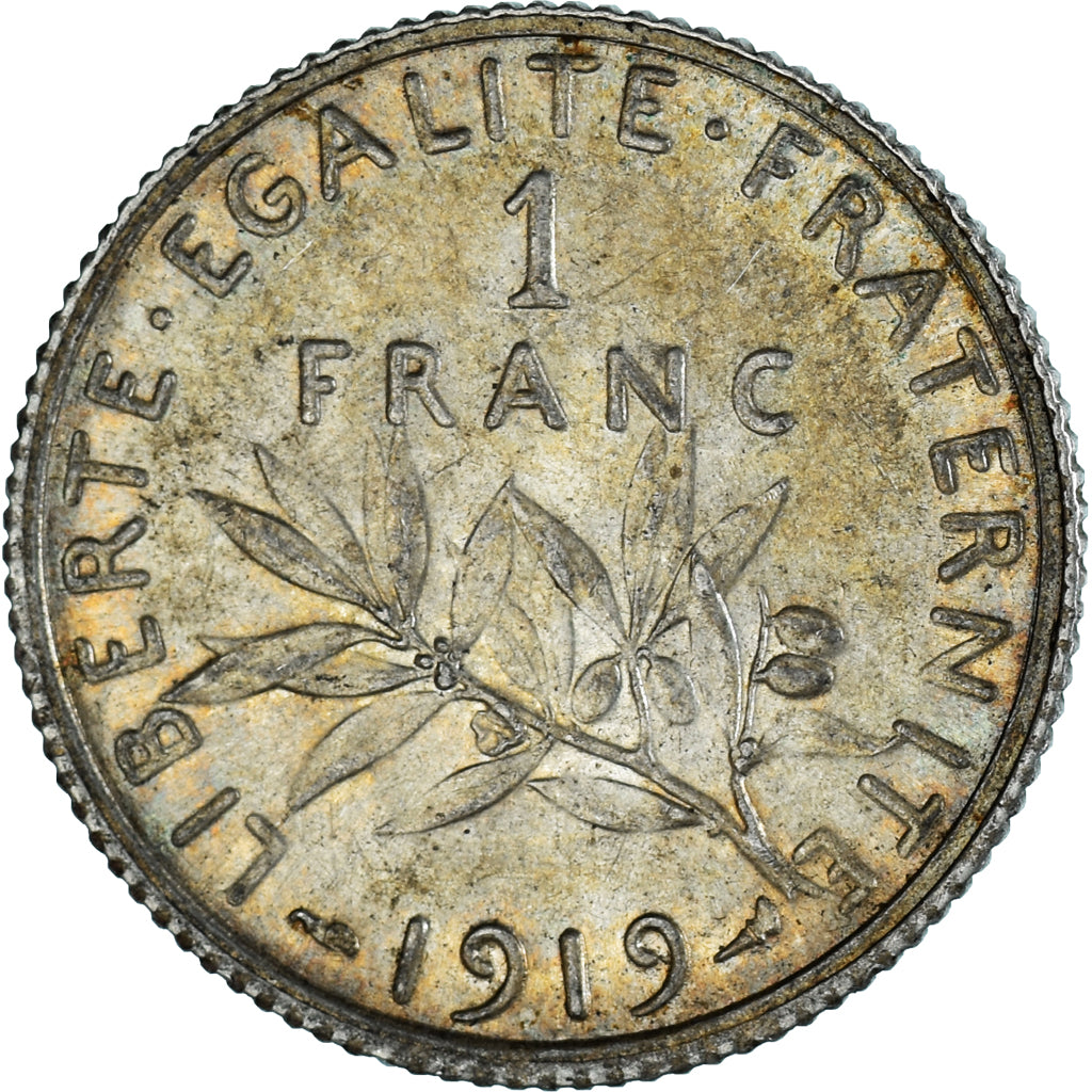 Coin, France, Semeuse, Franc, 1919, Paris, AU(55-58), Silver, KM:844.1