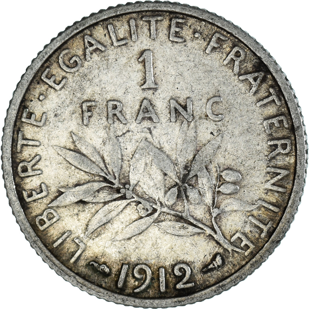 Monnaie, France, Semeuse, Franc, 1912, Paris, TB+, Argent, Gadoury:467, KM:844.1