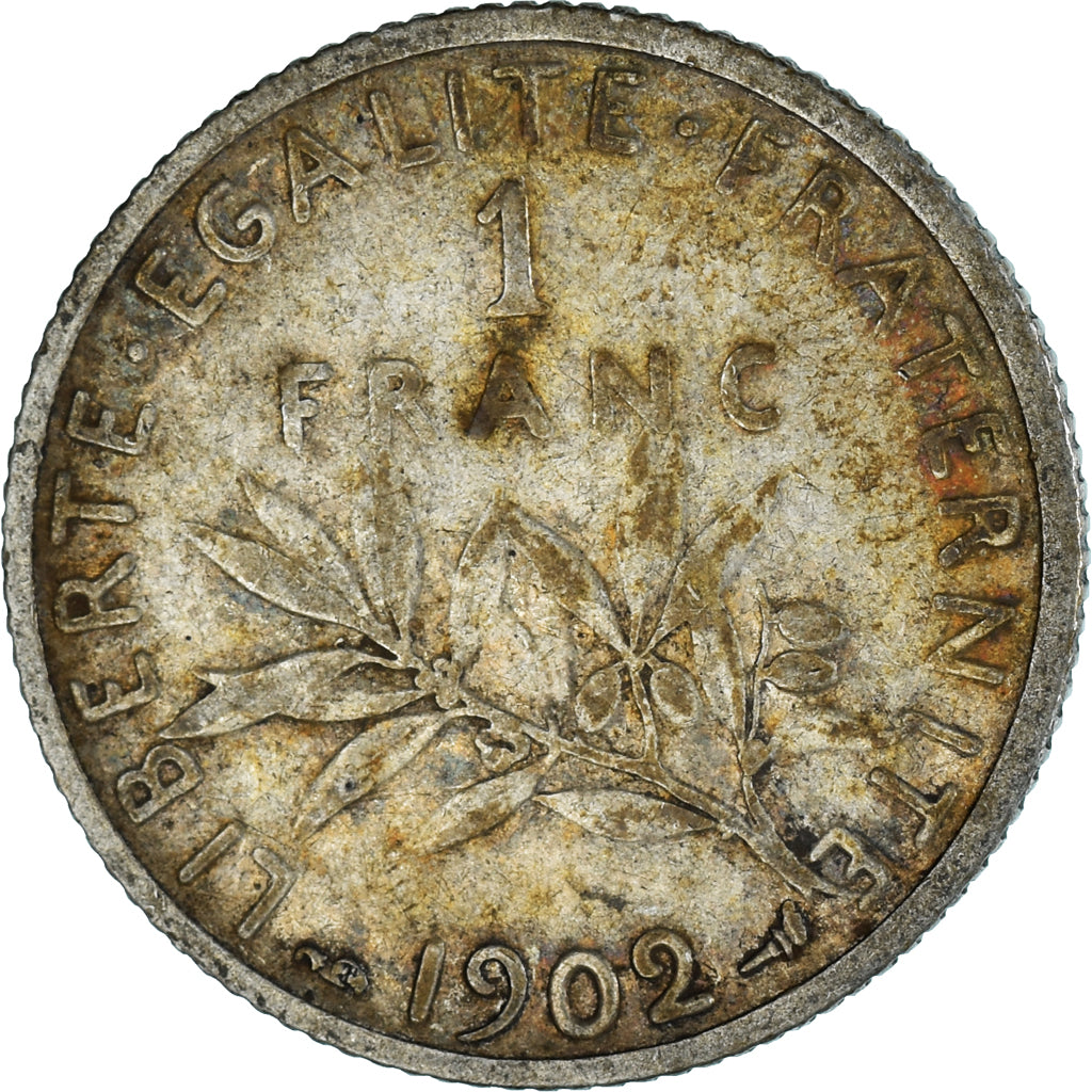 Coin, France, Semeuse, Franc, 1902, Paris, VF(30-35), Silver, KM:844.1