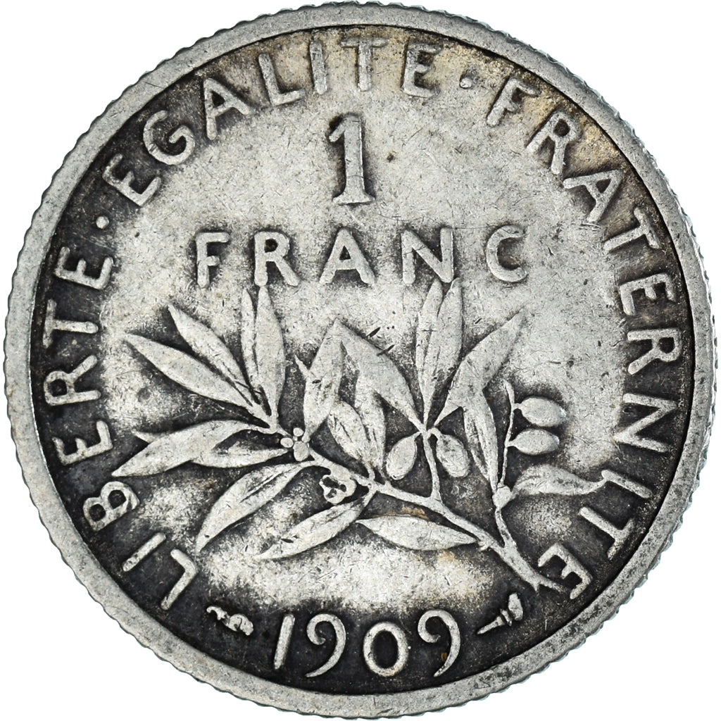Coin, France, Semeuse, Franc, 1909, Paris, EF(40-45), Silver, KM:844.1