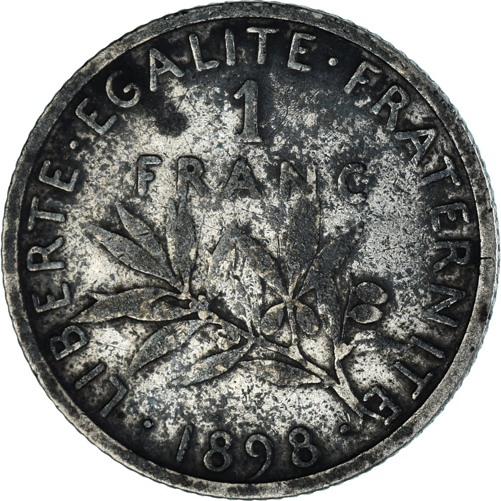 Moneda, Francia, Semeuse, Franc, 1898, Paris, BC+, Plata, KM:844.1, Le