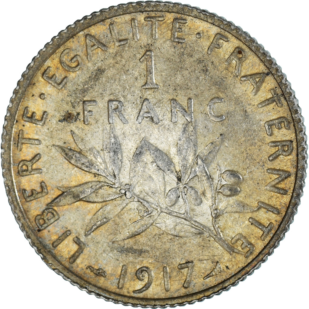 Coin, France, Semeuse, Franc, 1917, Paris, EF(40-45), Silver, KM:844.1