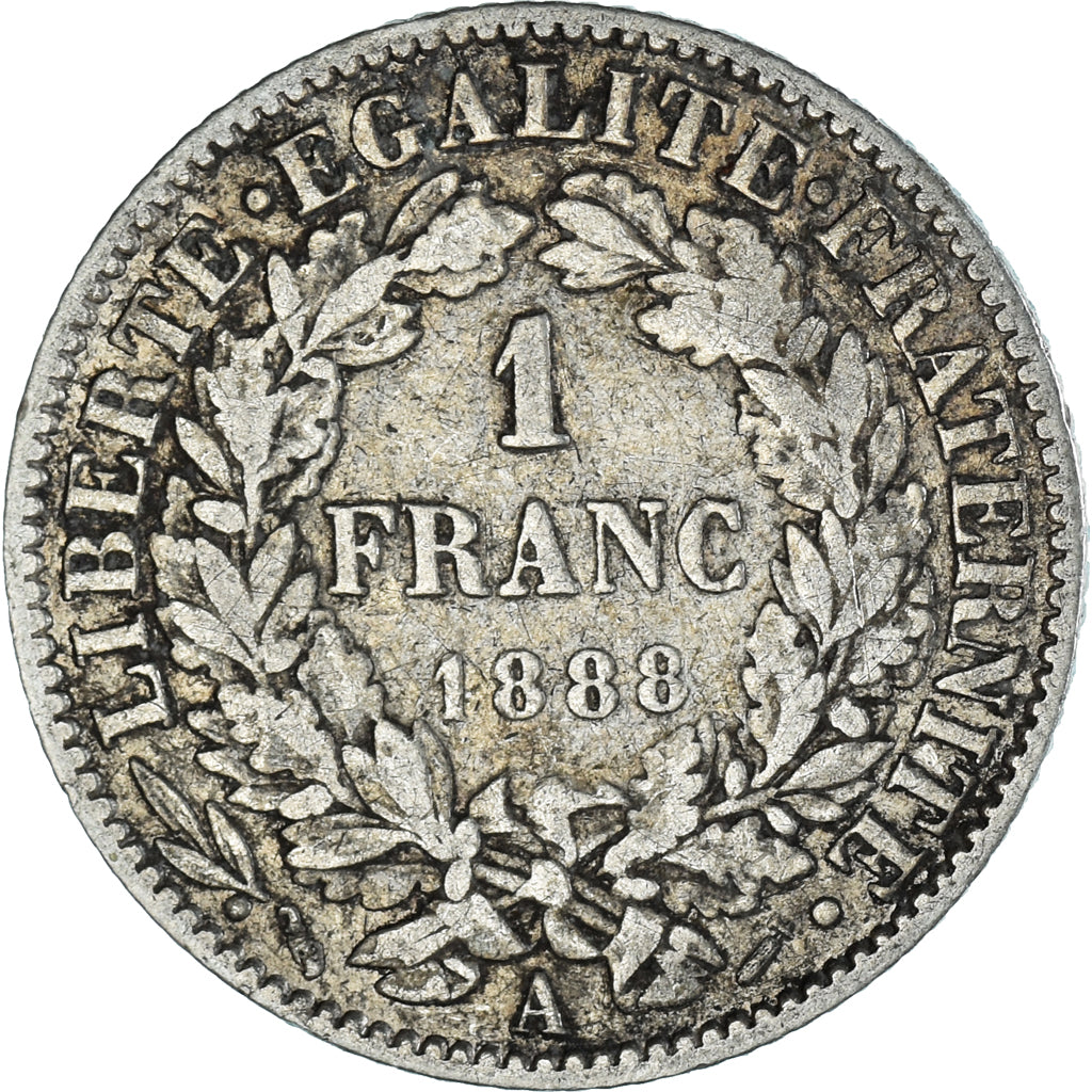 Moneta, Francia, Cérès, Franc, 1888, Paris, MB+, Argento, KM:822.1