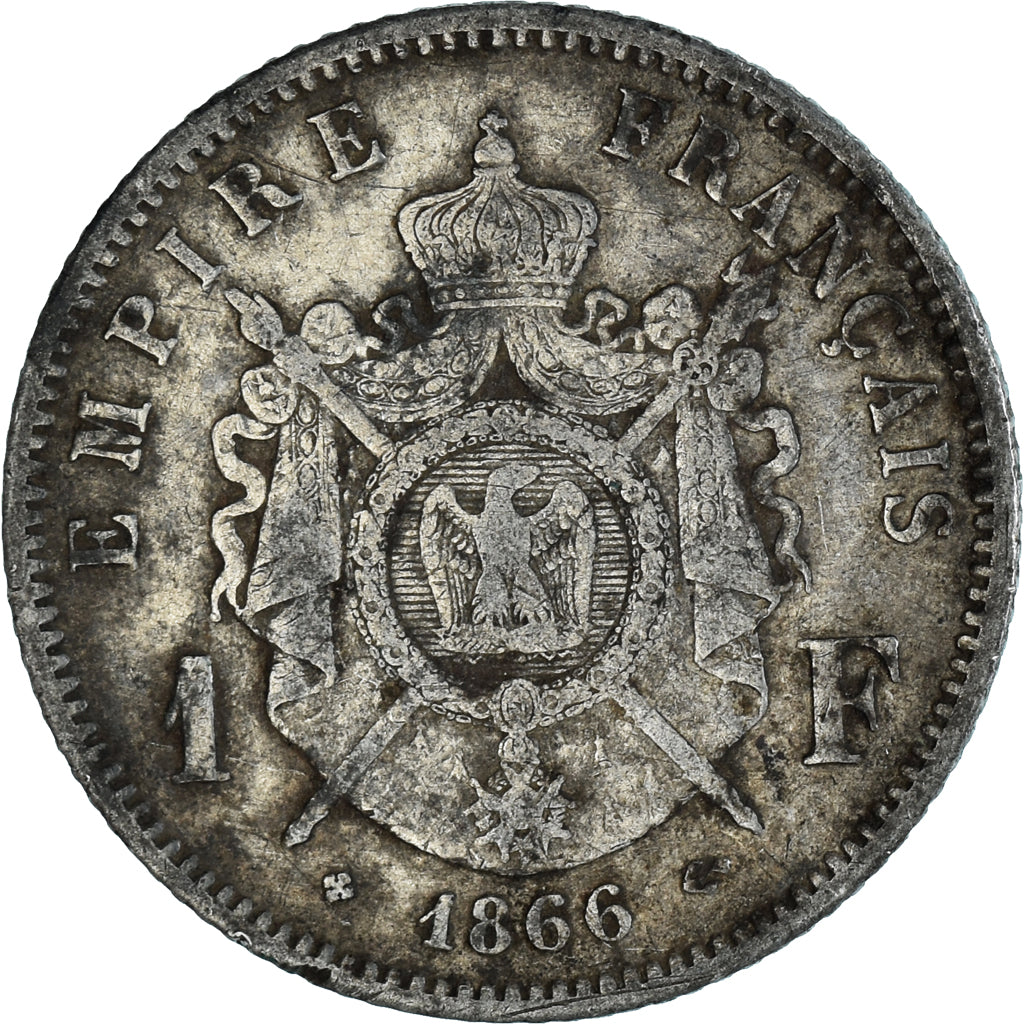 France, Napoleon III, Franc, 1866, Paris, TB, Argent, Gadoury:463