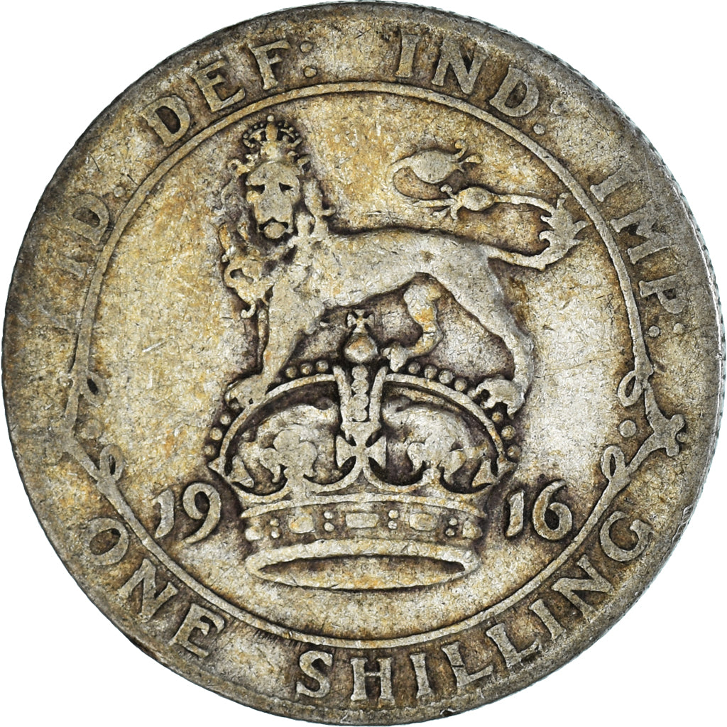 Great Britain, George V, Shilling, 1916, VF(30-35), Silver, KM:816