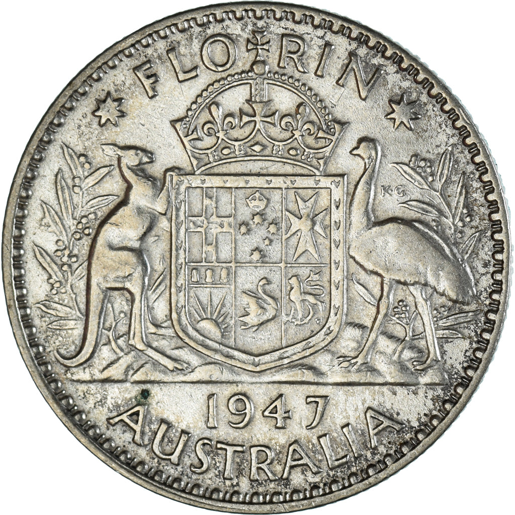 Coin, Australia, George VI, Florin, 1947, Melbourne, VF(30-35), Silver, KM:40a