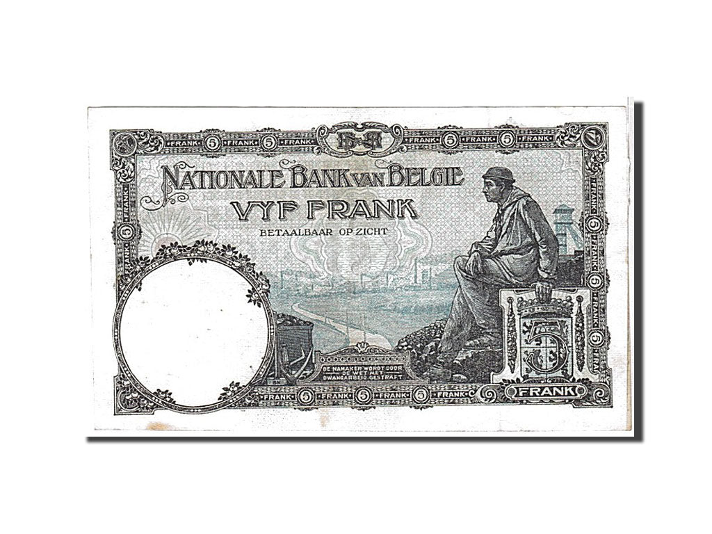 Banknote, Belgium, 5 Francs, 1924, KM:93, EF(40-45)