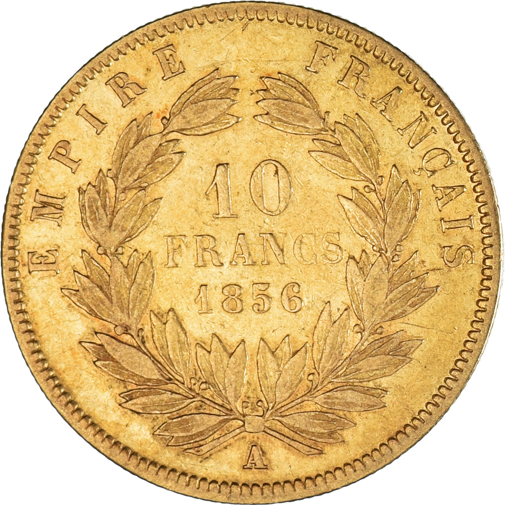 Coin, France, Napoleon III, 10 Francs, 1856, Paris, VF(30-35), Gold, KM:784.3