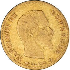 Moneta, Francia, Napoleon III, 10 Francs, 1856, Paris, MB+, Oro, KM:784.3