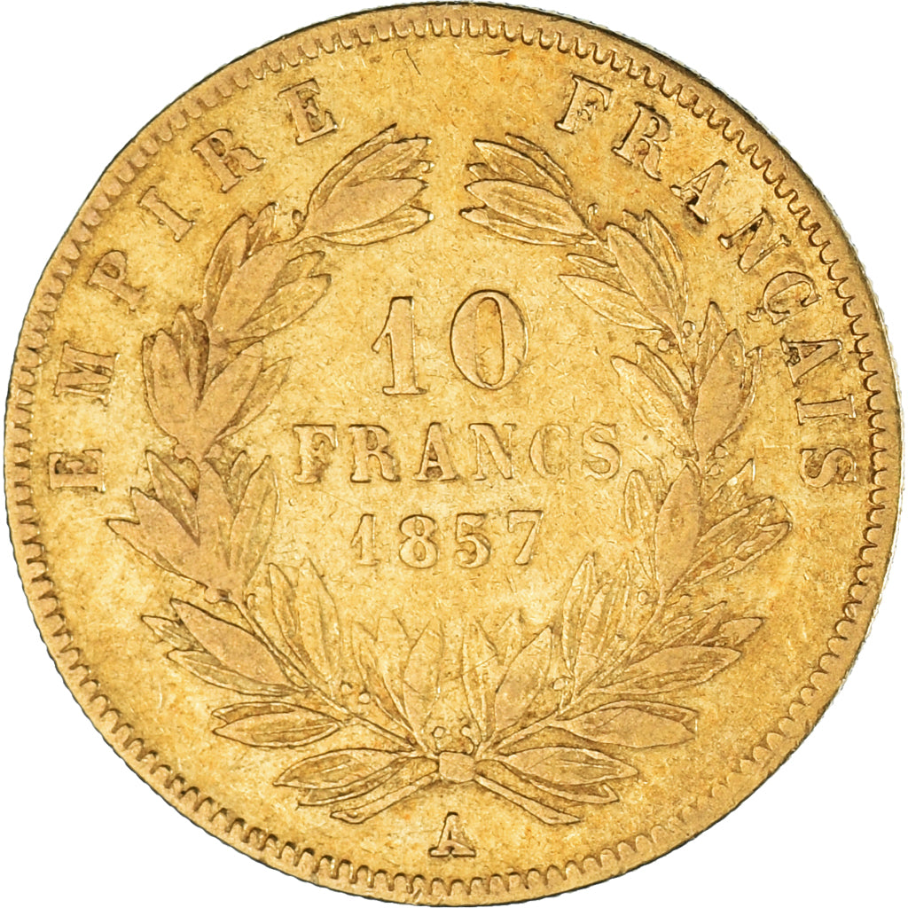 Moneta, Francja, Napoleon III, Napoléon III, 10 Francs, 1857, Paris, VF(30-35)