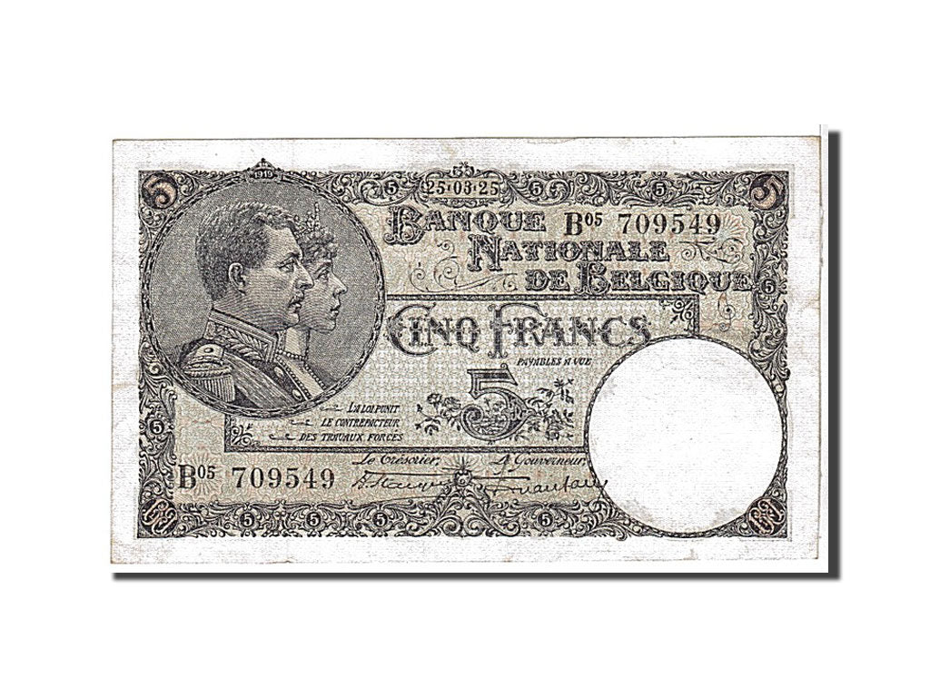 Banknote, Belgium, 5 Francs, 1925, EF(40-45)