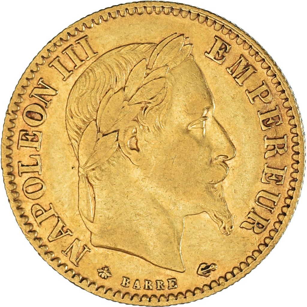 Moneta, Francia, Napoleon III, 10 Francs, 1865, Paris, BB, Oro, KM:800.1