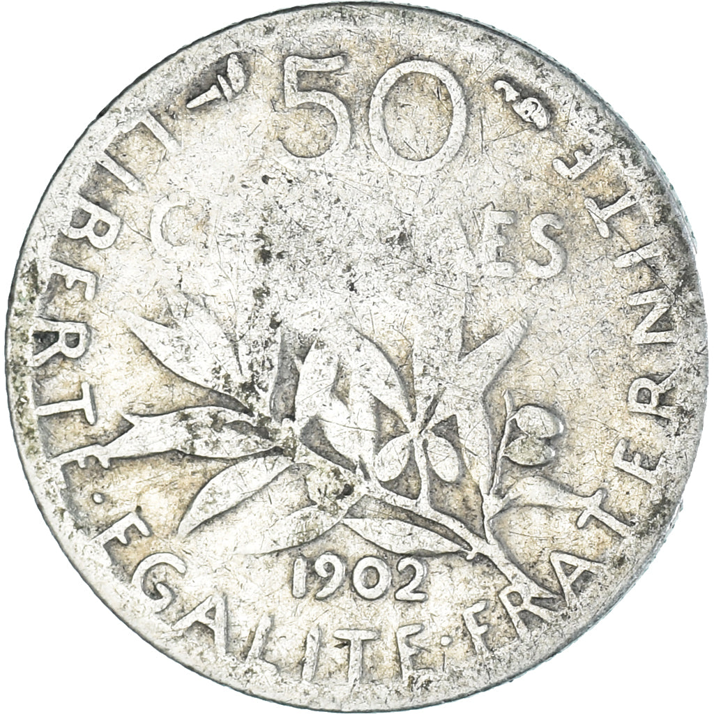 Monnaie, France, Semeuse, 50 Centimes, 1902, Paris, TB+, Argent, Gadoury:420