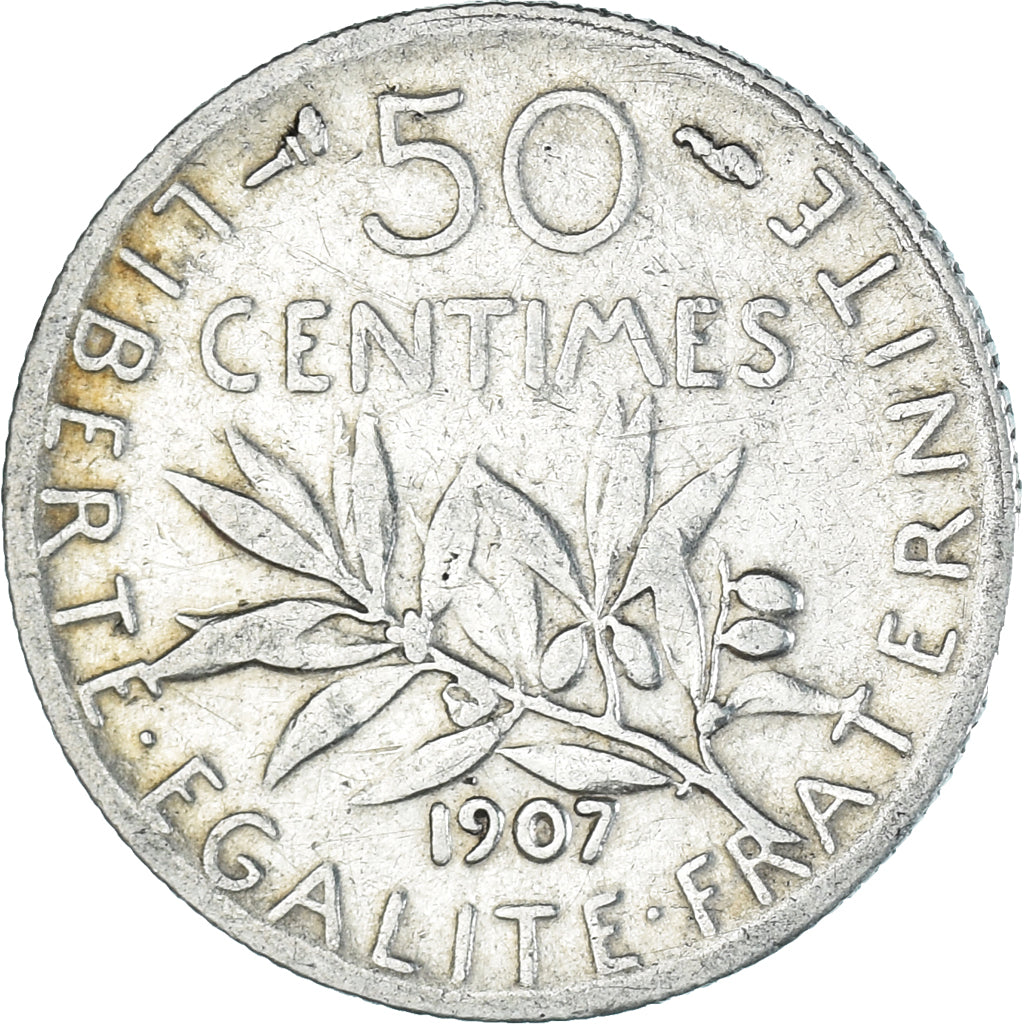 Münze, Frankreich, Semeuse, 50 Centimes, 1907, Paris, SS+, Silber, KM:854