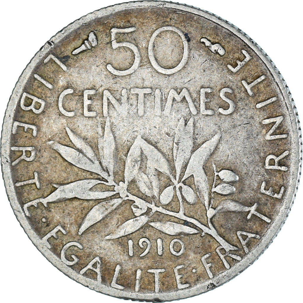 Monnaie, France, Semeuse, 50 Centimes, 1910, Paris, TTB, Argent, Gadoury:420