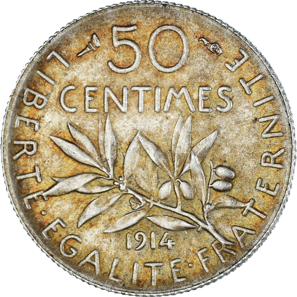 Coin, France, Semeuse, 50 Centimes, 1914, Paris, AU(55-58), Silver, KM:854