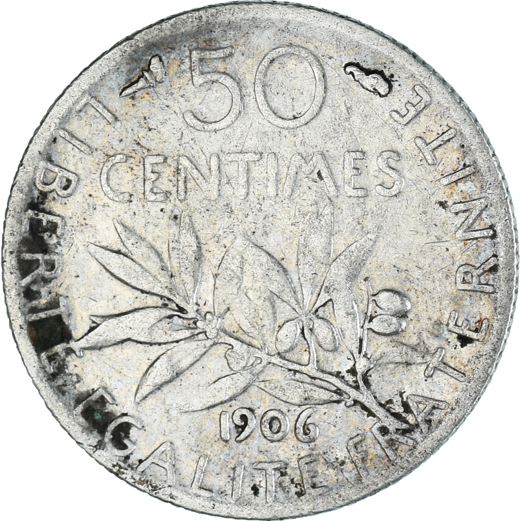 Coin, France, Semeuse, 50 Centimes, 1906, Paris, VF(30-35), Silver, KM:854