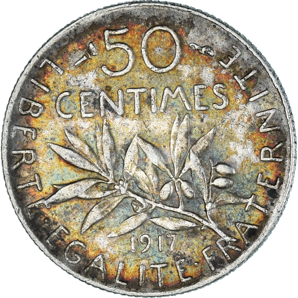 Monnaie, France, Semeuse, 50 Centimes, 1917, Paris, TTB+, Argent, KM:854