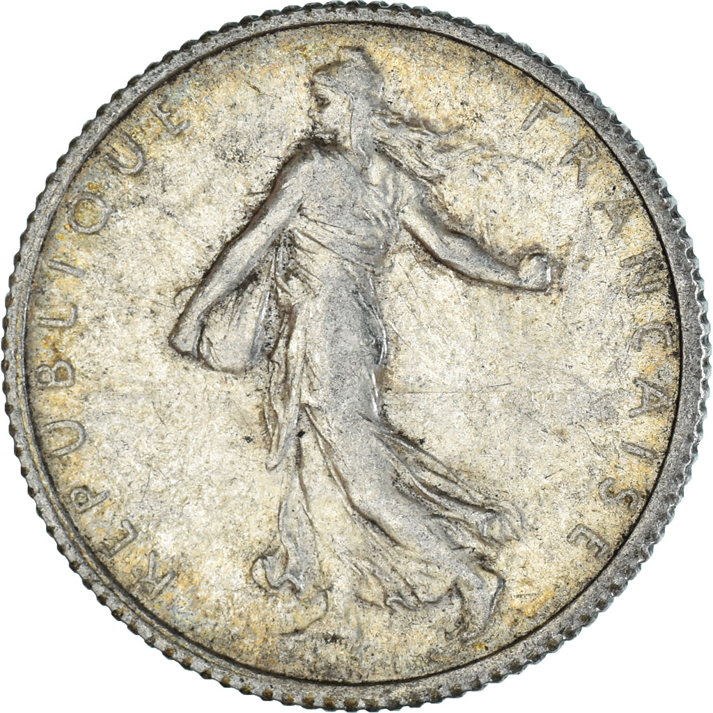 Moneta, Francja, Semeuse, Franc, 1917, Paris, AU(55-58), Srebro, KM:844.1