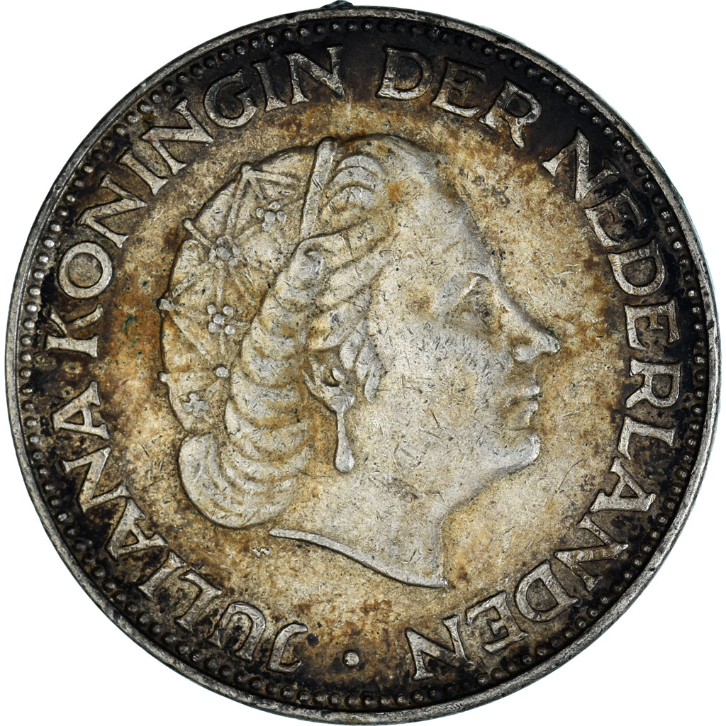 Netherlands, Juliana, 2-1/2 Gulden, 1963, AU(55-58), Silver, KM:185