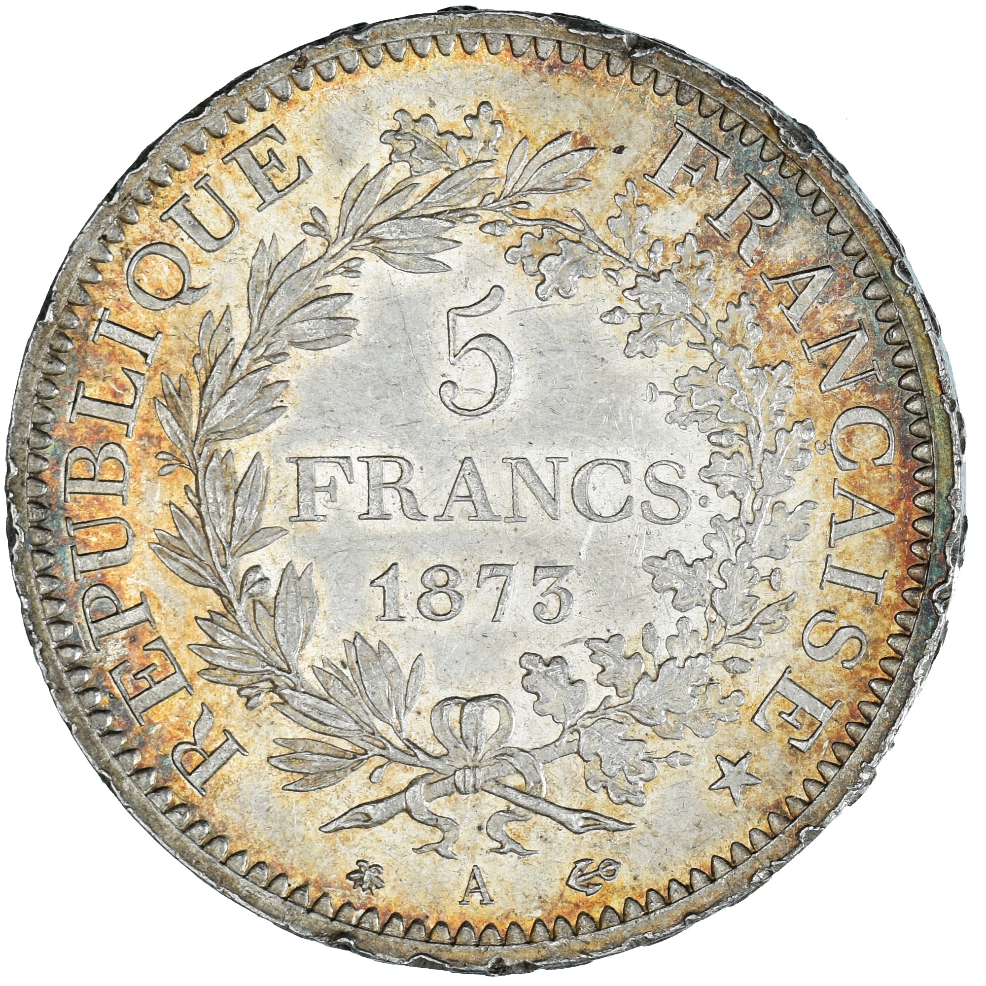 Monnaie, France, Hercule, 5 Francs,1873,Paris,TTB+,Argent,KM 820.1, Gadoury:745a